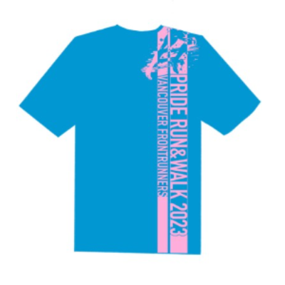 Blue and pink Pride Run & Walk shirt